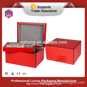 Red Glossy Painting Wood gift Storage Box/ Rectangle Wedding Jewel Box
